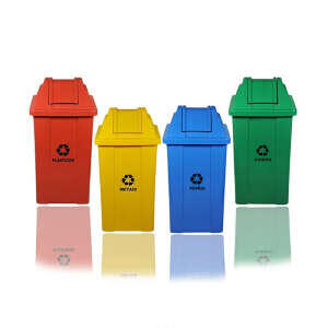 CESTO COLETOR COM TAMPA BASCULANTE E ADESIVO 60L JSN